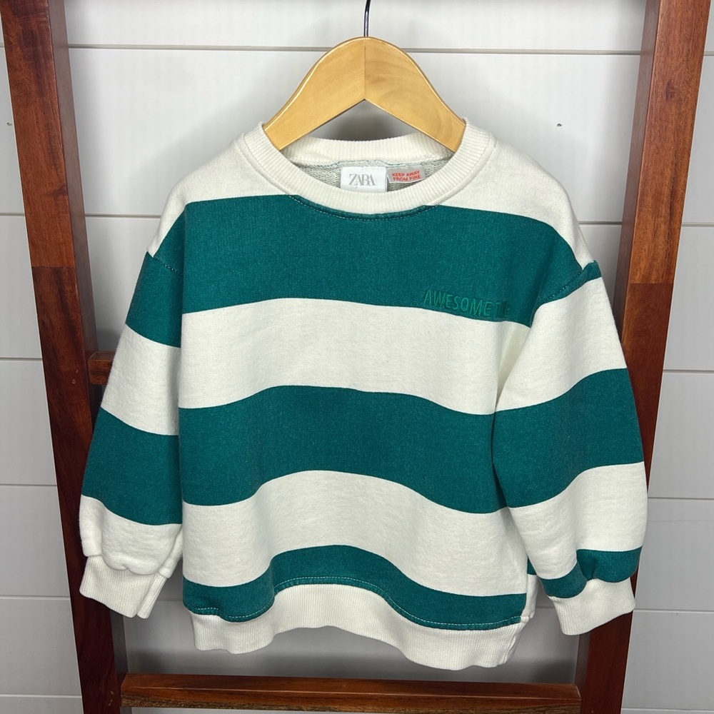 Zara Teal and White Knit Top